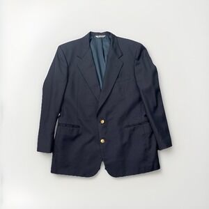 Aquascutum London Navy Blazer 42R Gold Crest Buttons Wool Sport Coat Mens L 0243